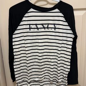 Banana Republic Black and White Striped Long Sleeve Tee - size: large